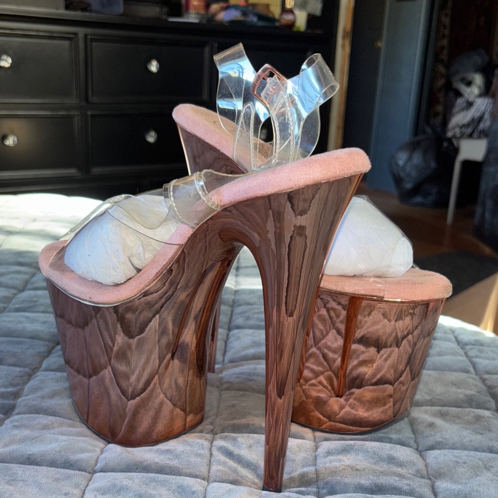 FLAMINGO 808 - Pleaser PINK / ROSE GOLD Heels